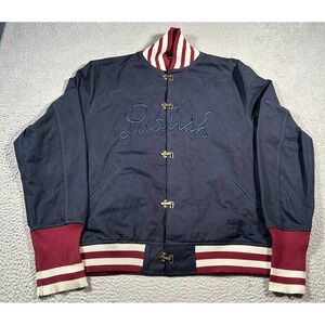Publish Brand Bomber Jacket Mens 2XL Blue Front Latch Lock Varsity Long Sleeve